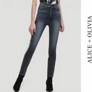 Alice + Olivia AO.LA High-Rise
Skinny Jeans with Stripes, Size 29, MSRP $248